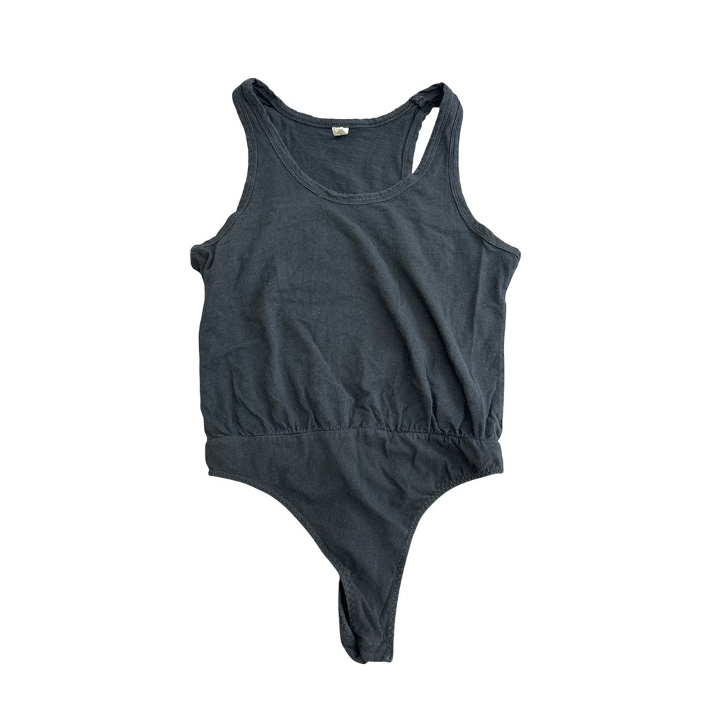 Free People Intimately Racerback Blouson Bodysuit Charcoal Black XS